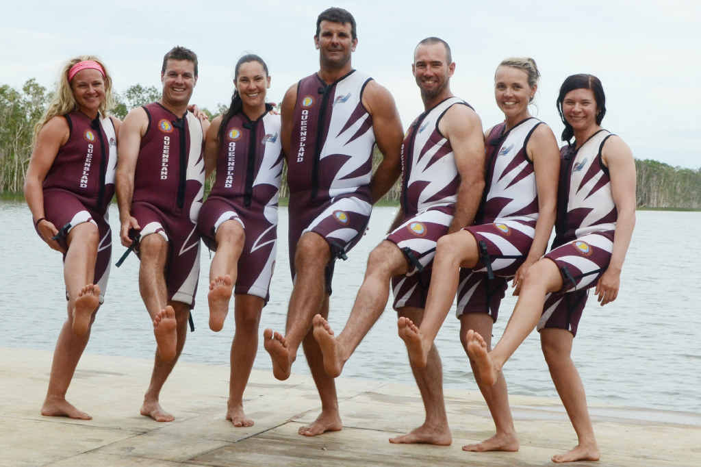 LOCAL LINE-UP: Jody Haylock, David Bray, Leanne Cross, Mick O’Connor, David and Rebecca Comiskey, and Pamela Moller at the 51st Barefoot National Titles. LOCAL LINE-UP: Jody Haylock, David Bray, Leanne Cross, Mick O’Connor, David and Rebecca Comiskey, and Pamela Moller at the 51st Barefoot National Titles.